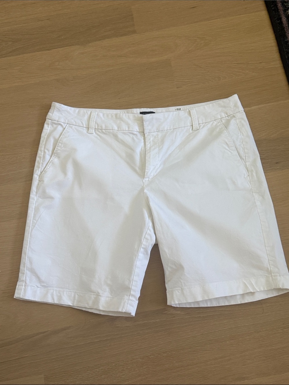 J. Crew Women's White Flat-Front Chino Shorts